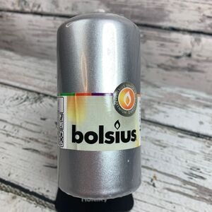 Bolsius Premium Silver Metallic Pillar Candle Home Decor 120mm x 58mm Unused‎